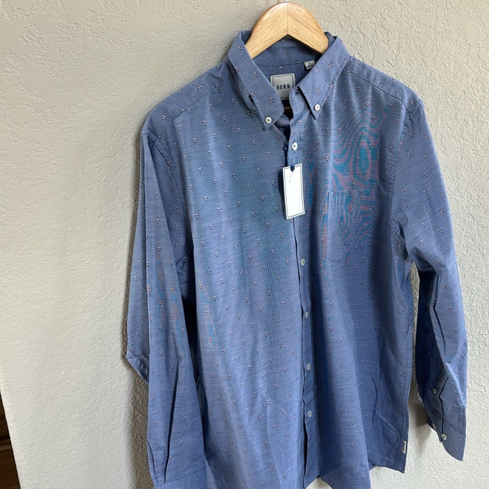 Nwt Rowm Chambray Button Down Shirt With Small De… - image 3